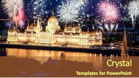  Presentation with parliament - Colorful PPT layouts enhanced with new year in the city - budapest parliament with fireworks backdrop and a red colored foreground