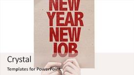 Presentation with new job description - Amazing PPT theme having new year new job placard backdrop and a lemonade colored foreground