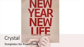  Presentation with new year card - PPT theme with new year new life card background and a lemonade colored foreground