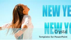  Presentation with banner blue - Slide deck having new year new start happy background and a arctic colored foreground