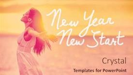  Presentation with new year 2020 - Beautiful PPT theme featuring new-year-new-start-resolution backdrop and a coral colored foreground