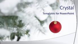  Presentation with snow tree - Audience pleasing PPT theme consisting of new year or christmas concept with red bauble on tree covered with snow selective focus backdrop and a sky blue colored foreground