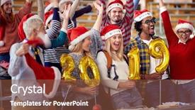  Presentation with new year 2019 - PPT layouts enhanced with new year party on universit background and a tawny brown colored foreground