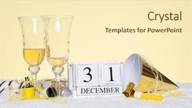  Presentation with block party - Presentation theme enhanced with new year party still life background and a cream colored foreground