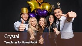  Presentation with black christmas party - Slides featuring new year party with balloons background and a tawny brown colored foreground