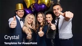  Presentation with black christmas party - PPT theme consisting of new year party with balloons background and a  colored foreground