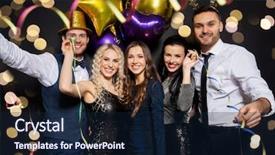  Presentation with black christmas party - Slides having booh - celebration people and holidays concept background and a navy blue colored foreground