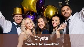  Presentation with black christmas party - Slide deck featuring new year party with balloons background and a tawny brown colored foreground