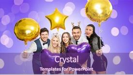  Presentation with party lights - PPT theme consisting of new year party with balloons background and a violet colored foreground