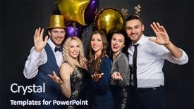  Presentation with black christmas party - Cool new presentation design with new year party with balloons backdrop and a  colored foreground