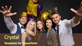  Presentation with black christmas party - Colorful presentation theme enhanced with new year party with balloons backdrop and a tawny brown colored foreground