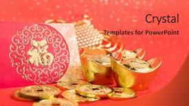  Presentation with chinese language - Slides having new year red envelope packet background and a coral colored foreground