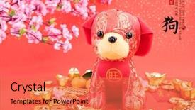  Presentation with chinese calligraphy - Cool new presentation theme with new year red stamp mean backdrop and a coral colored foreground