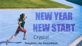  Presentation with athlete - Slide deck enhanced with new-year-resolution-fitness-concept background and a light blue colored foreground
