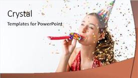  Presentation with romantic birthday couple celebrate - Colorful presentation theme enhanced with new year s - woman celebrating birthday and hooting backdrop and a sky blue colored foreground