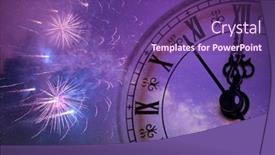  Presentation with fireworks - Cool new slide deck with new-year-s-at-midnight backdrop and a violet colored foreground