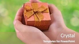  Presentation with child malnourished - Colorful theme enhanced with new year s baby - child holding gift backdrop and a coral colored foreground