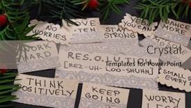  Presentation with resolutions - Cool new slide deck with new-year-s-resolutions-paper backdrop and a mint green colored foreground