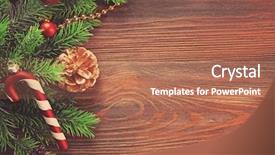  Presentation with fir tree - Colorful PPT theme enhanced with new year template - christmas fir tree branches backdrop and a coral colored foreground