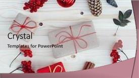  Presentation with red christmas holiday illustration - Amazing presentation theme having new year template - christmas gift boxes illustration flat backdrop and a light gray colored foreground