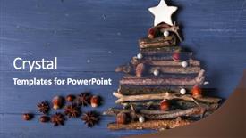  Presentation with christmas blank wooden signboard - Cool new slide set with new year template - christmas tree made of wooden backdrop and a ocean colored foreground