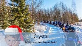  Presentation with blue eyes - Audience pleasing theme consisting of new year train from snowmobile backdrop and a light blue colored foreground