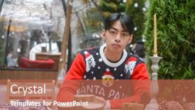  Presentation with merry christmas - PPT theme enhanced with new-year-wish-you-merry background and a coral colored foreground