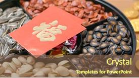  Presentation with fireworks on chinese new year - Slide set consisting of new year with red packet background and a tawny brown colored foreground