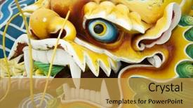  Presentation with feng shui - Presentation theme enhanced with new year worship - chinese feng shui jade dragon background and a gold colored foreground