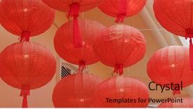  Presentation with lantern chinese - Colorful PPT layouts enhanced with new year worship - red chinese lantern backdrop and a  colored foreground