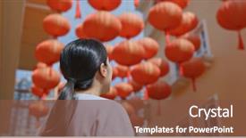  Presentation with lantern - Colorful presentation design enhanced with new year worship - woman look at the red backdrop and a tawny brown colored foreground