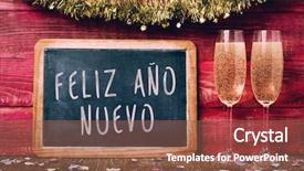  Presentation with rustic chalkboard - Slide set consisting of new year written in spanish background and a tawny brown colored foreground