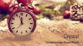  Presentation with clock - Presentation theme with new year's clock decorated background and a coral colored foreground