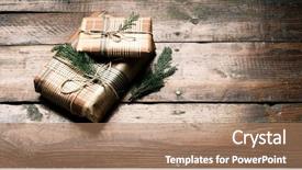  Presentation with new years eve - Cool new presentation theme with new years eve celebration - christmas gifts on wooden table backdrop and a coral colored foreground