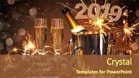  Presentation with new years eve - PPT theme with new years eve celebration background background and a tawny brown colored foreground