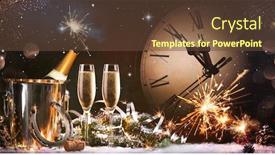  Presentation with new years eve - Beautiful slide set featuring new-years-eve-celebration-background backdrop and a tawny brown colored foreground