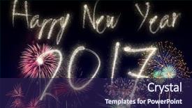  Presentation with new year - Presentation design featuring new year's eve fireworks 2017 background and a navy blue colored foreground