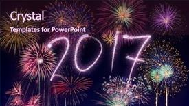  Presentation with new year - PPT theme having new year's eve fireworks 2017 background and a wine colored foreground
