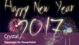  Presentation with new year - PPT theme with new year's eve fireworks 2017 background and a violet colored foreground