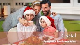  Presentation with christmas food - Slides enhanced with new years eve menu - family with children making christmas background and a  colored foreground