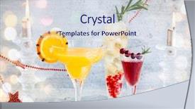  Presentation with festive - Audience pleasing slide set consisting of new years eve menu - festive cocktails for holiday backdrop and a  colored foreground