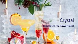 Presentation with new years eve - Cool new PPT theme with new years eve menu - festive cocktails for holiday backdrop and a  colored foreground