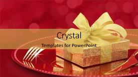  Presentation with new years eve - Slide deck featuring new years eve menu - festive table setting with gift background and a yellow colored foreground