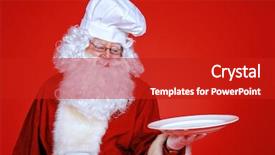  Presentation with christmas red - Beautiful slides featuring new years eve menu - jolly santa claus backdrop and a  colored foreground