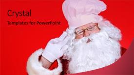  Presentation with christmas red - Slides enhanced with new years eve menu - jolly santa claus background and a  colored foreground