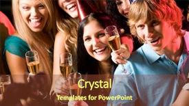  Presentation with holding people in hands - PPT theme featuring special event - image of people with hats background and a tawny brown colored foreground