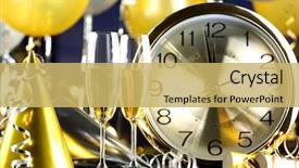  Presentation with new year - Audience pleasing theme consisting of new year's eve party decoration backdrop and a yellow colored foreground