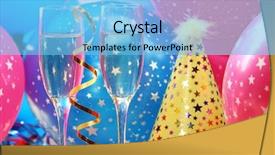  Presentation with new year - Presentation design consisting of new year's eve party decoration background and a light blue colored foreground