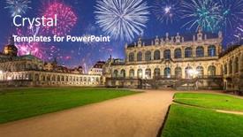  Presentation with new years - Audience pleasing slide set consisting of new-years-firework-display-over backdrop and a ocean colored foreground