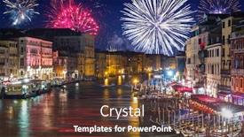  Presentation with new years - Slides enhanced with new-years-firework-display-over background and a tawny brown colored foreground